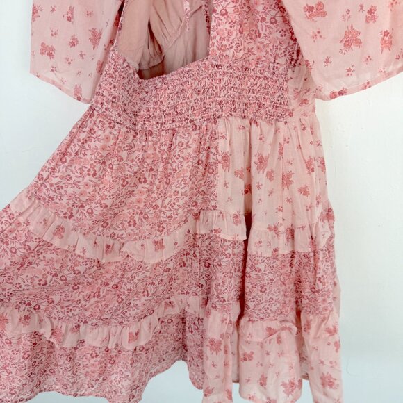 NWT American Eagle Romantic Floral Print Tiered Mini Dress Pink Size XL NEW - Picture 8 of 11